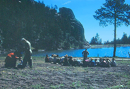 Religious service at Cimarroncito Reservoir, Cathedral Rock Religious service at Cimarroncito Reservoir, Cathedral Rock