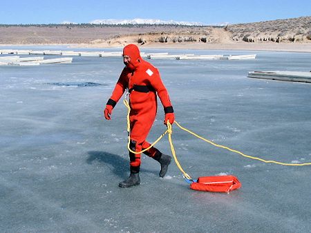 Lake Ice Rescue Training at Crowley Lake - March 3, 2002