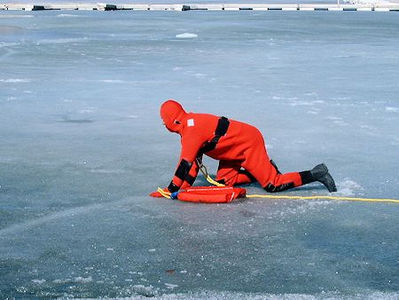 Lake Ice Rescue Training at Crowley Lake - March 3, 2002