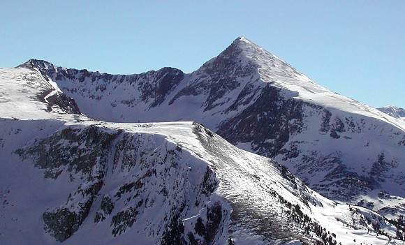 Mt. Dana and Dana Couloir from Tioga Peak January 11, 2004 - Pete Clark Photo