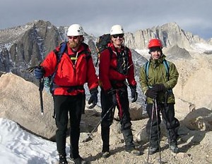 Greg, Jeff and Igor on summit ridge with Mt Whitney in background