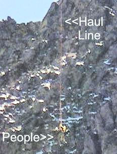 Helicopter picking up subjects for short haul to Ediza Lake