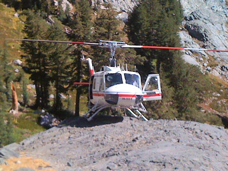 Helicopter rescue of hiker at Beck Lakes - Joe Walker Photo