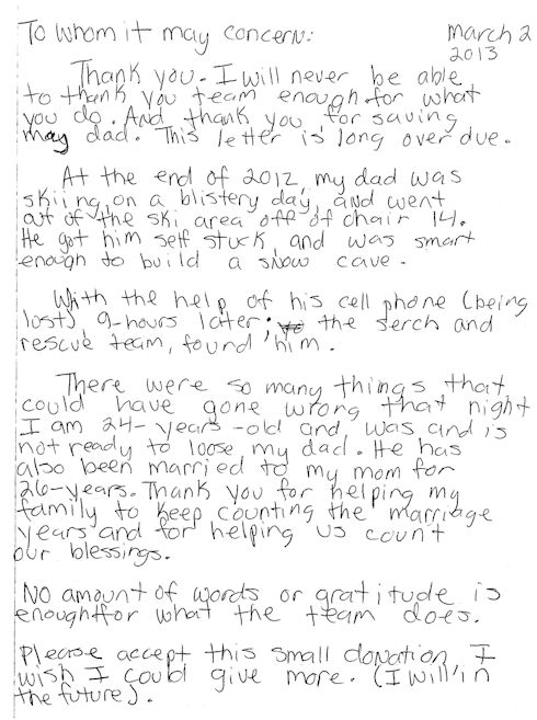 December 30-31, 2012 rescue Thank You Note