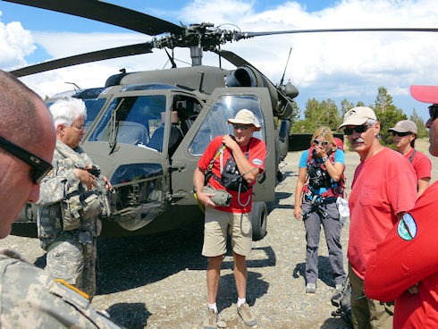 Reviewing plans with helicopter crew