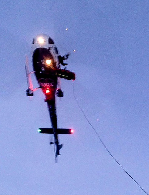 Subject hoisted to CHP H40 helicopter
