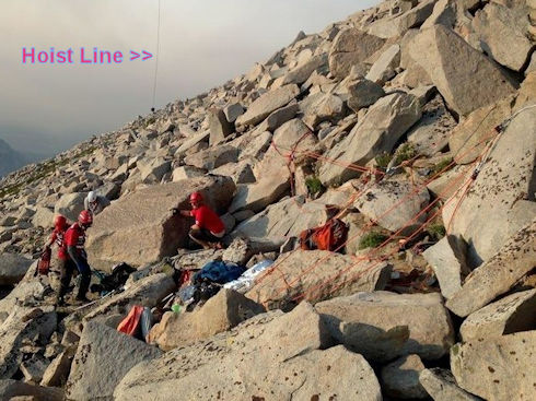 Preparing to hoist subject to helicopter