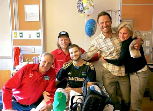 Here is Luke, his mom, and a few of his rescuers in Renown Hospital