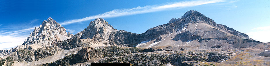 Grand Teton (left), Middle Teton, South Teton (right) from Hurricane Pass - Grand Teton National Park 1977 Grand Teton (left), Middle Teton, South Teton (right) from Hurricane Pass - Grand Teton National Park 1977