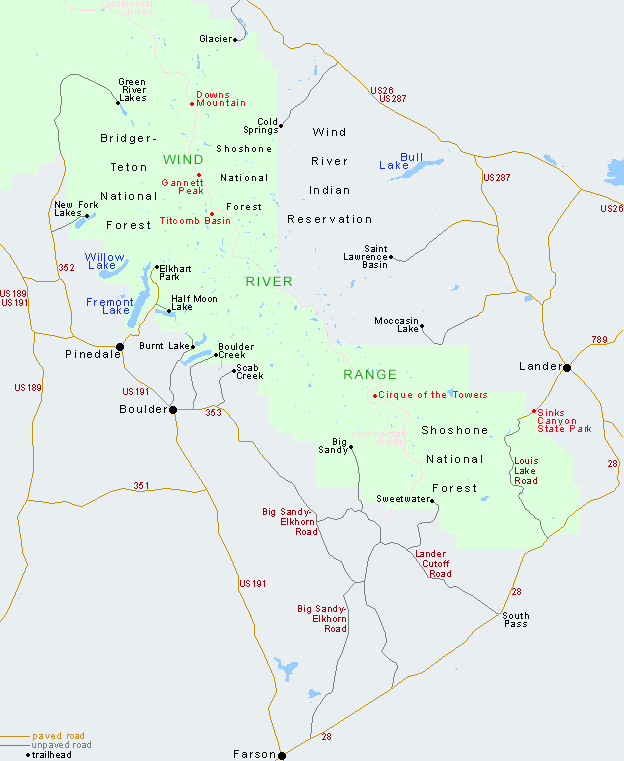 Wind River Range location map