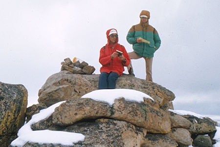 Al Nickolas and Mic Mead on top of Squaretop Mountain - Wind River Range 1977 Al Nickolas and Mic Mead on top of Squaretop Mountain - Wind River Range 1977