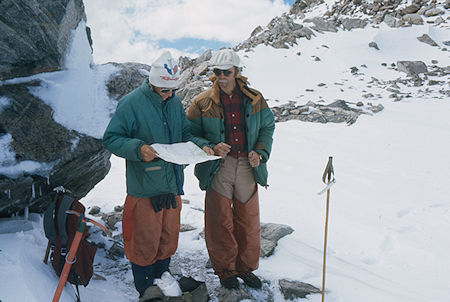 Randy Stevenson and Mic Mead at Indian Pass - Wind River Range 1977