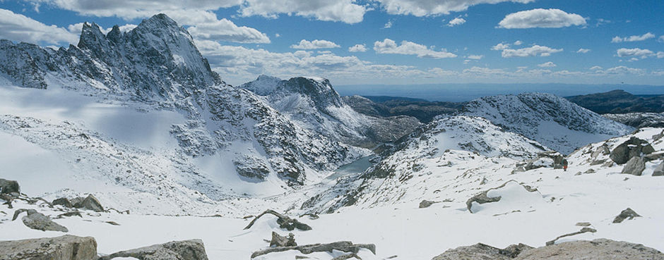 Looking west from Indian Pass back toward camp - Wind River Range 1977 Looking west from Indian Pass back toward camp - Wind River Range 1977
