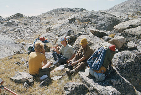 Randy Stevenson, Frank Nickolas and Gil Beilke on Lester Pass - Wind River Range 1977 Randy Stevenson, Frank Nickolas and Gil Beilke on Lester Pass - Wind River Range 1977