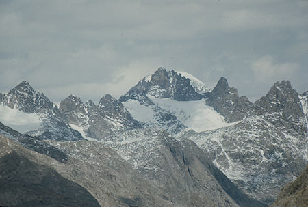 Mount Woodrow Wilson with Gannett Peak behind from Lester Pass - Wind River Range 1977 Mount Woodrow Wilson with Gannett Peak behind from Lester Pass - Wind River Range 1977