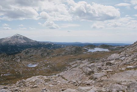 View of lakes from the trail - Wind River Range 1977 View of lakes from the trail - Wind River Range 1977