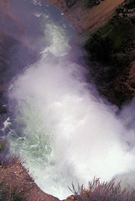 View down Lower Yellowstone Falls from the top