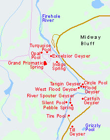 Midway Geyser Basin map